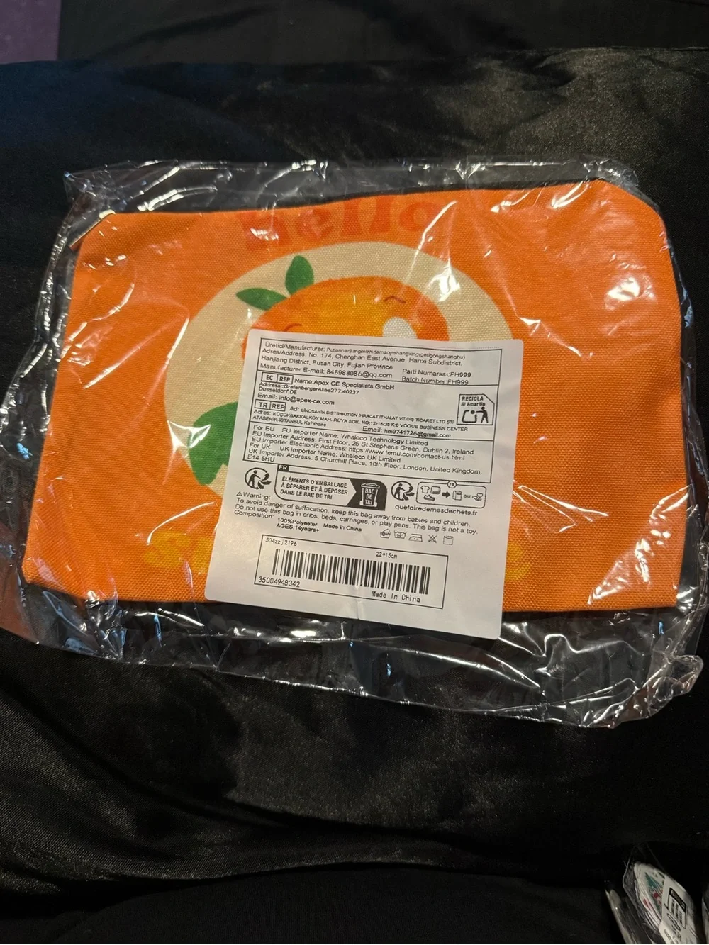 Orange Bird Makeup Bag
